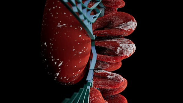 Intriguing abstract 3D render showcasing a red organic form with intricate textures.