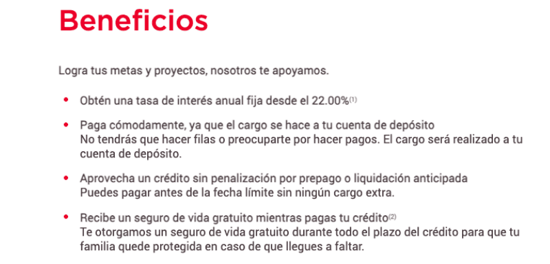 Beneficios del Crédito Personal Banorte.